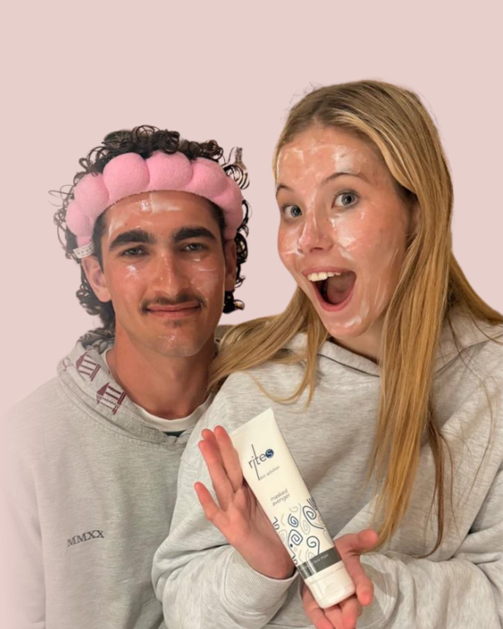 Two young people enjoying face masks with RITES skincare